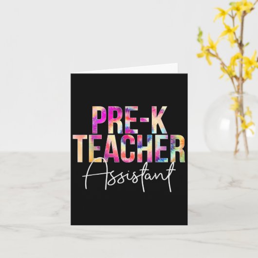 Pre-k Teacher Istant Tie Dye Back To School Apprec カード (黄色い花)