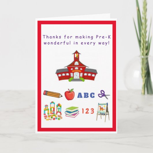 Pre-K Teacher/Staff Appreciation Card カード (正面)