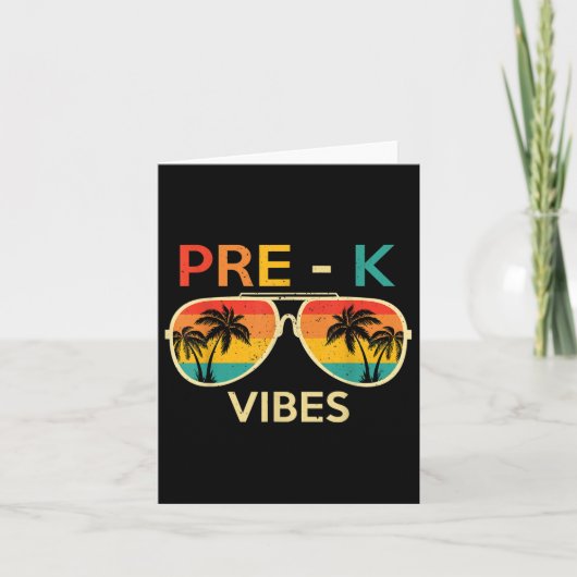 Pre K Vibes Retro Sunset Sungles Back To School カード (正面)