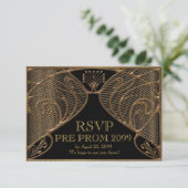 PRE PROM RSVP、ギャツビー、金ゴールドオンブラック 招待状 (スタンド正面)