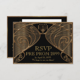 PRE PROM RSVP、ギャツビー、金ゴールドオンブラック 招待状