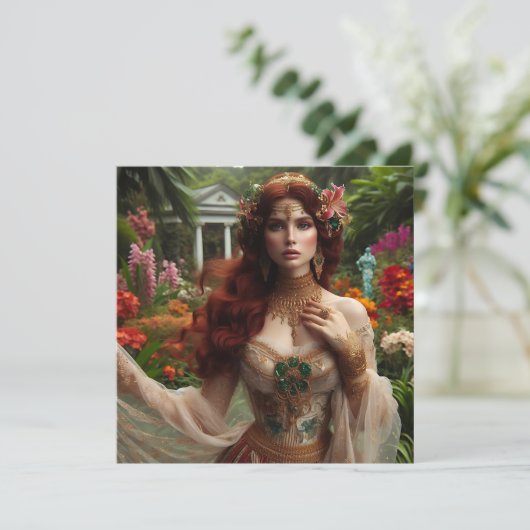 Pre-Raphaelite gilded woman 1 in garden カード (スタンド正面)
