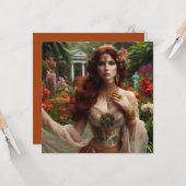 Pre-Raphaelite gilded woman 1 in garden カード (正面/裏面インサイチュ)
