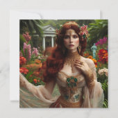 Pre-Raphaelite gilded woman 1 in garden カード (正面)