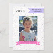 PRE-SCHOOL girl卒業写真かわいい2025 招待状 (正面)