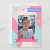 PRE-SCHOOL girl Graduation Photo invitation 2025 招待状 (正面)