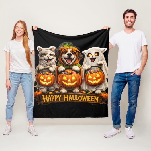 Pre-whimsical happy Halloween cozy fleece blanket フリースブランケット (インサイチュ)