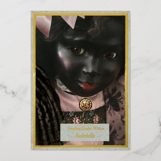 Precious Black Doll Foil Greeting Card 箔シーズンカード (正面)