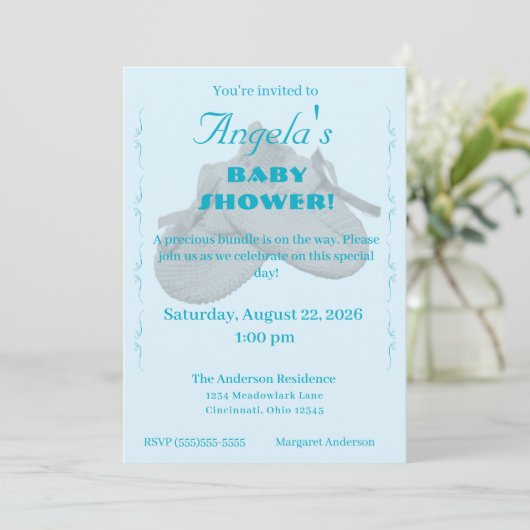 Precious Bundle Boy Baby Shower Invitation 招待状 (スタンド正面)