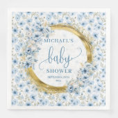 Precious dusty blue flowers gold baby shower nap  (正面)