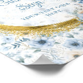 Precious dusty blue flowers gold boy baby custom  ポスター (角)