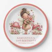 Precious Fairy 8th Birthday Pink Flowers Paper ペーパープレート (正面)