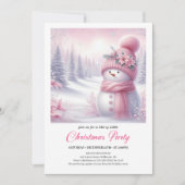 Precious Pink Snowman Editable Kids Christmas  招待状 (正面)