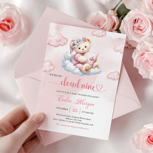 Precious Teddy Bear Baby Shower Invite Cloud 9 招待状