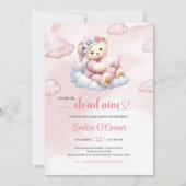 Precious Teddy Bear Baby Shower Invite Cloud 9 招待状 (正面)
