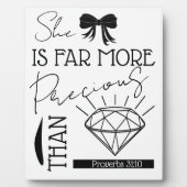 Precious Than Jewels Bible Verse Proverbs 31:10 フォトプラーク (正面)