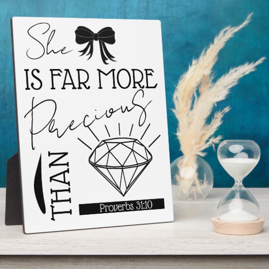 Precious Than Jewels Bible Verse Proverbs 31:10 フォトプラーク (側面)