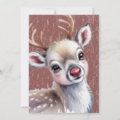 Precious White Reindeer Red Shiny Nose Baby Shower 招待状 (裏面)