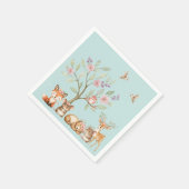 Precious Woodland Animals Baby Shower スタンダードカクテルナプキン (角)