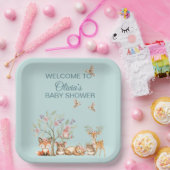 Precious Woodland Animals - Welcome to Baby Shower ペーパープレート (パーティー)