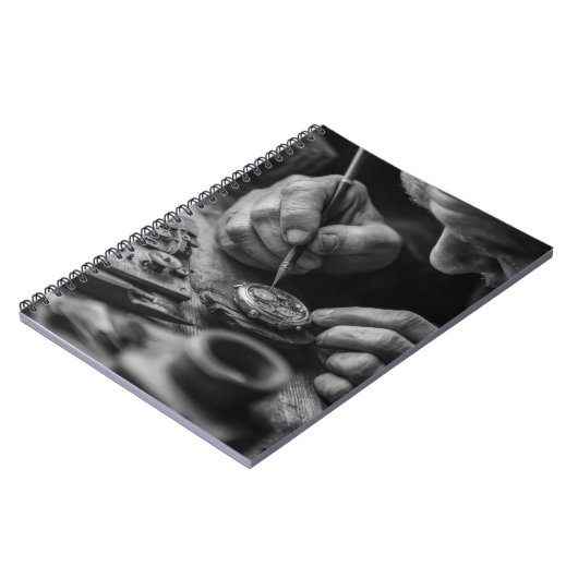 Precise Hands Black White Watchmaker Notebook ノートブック (左側)