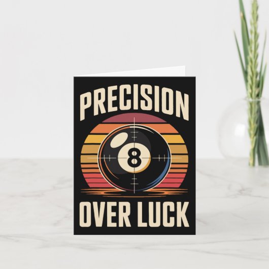 Precision Over Luck 8ボールビリヤードレトロ カード (正面)