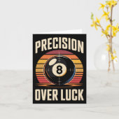 Precision Over Luck 8ボールビリヤードレトロ カード (黄色い花)
