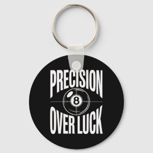 Precision Over Luck 8ボールビリヤードレトロ キーホルダー