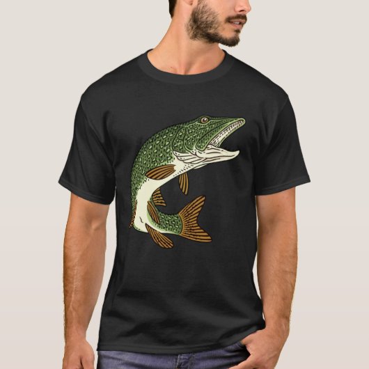 Predatory fish fishing pike motif for anglers and tシャツ (正面)