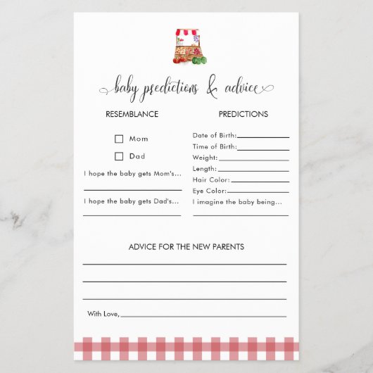 Predictions Advice Game Locally Grown Baby Shower チラシ (正面)
