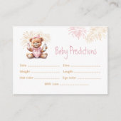 Predictions Pink New Year Girl Baby Shower Game エンクロージャーカード (正面)
