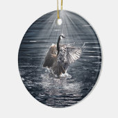 Preening, Flapping Canada Gooseの写真 セラミックオーナメント (左)