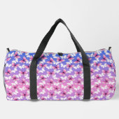 Preety Pink and White Butterfly Pattern Duffel Bag ダッフルバッグ (裏面)