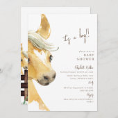Preg-neigh-ent Horse It's a Boy Baby Shower II 招待状 (正面/裏面)