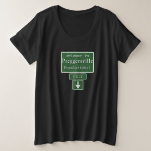 Preggersvilleへようこそ(独身のベビー妊婦の) プラスサイズTシャツ