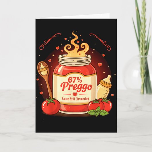 Preggo Sauce Pasta Pregnancy Announcement Funny 67 カード (正面)