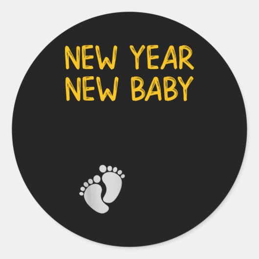 Pregnancy Announcemen - New Year New Baby  ラウンドシール (正面)