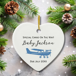 Pregnancy Announcement Baby Photo Cessna Christmas セラミックオーナメント