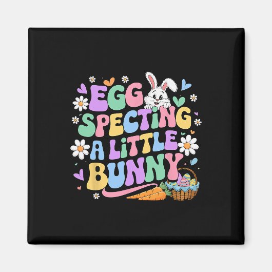 Pregnancy Announcement Egg Specting A Little Bunny マグネット (正面)