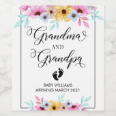 Pregnancy Announcement Floral Wine Label ワインラベル (シングルラベル)