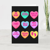 Pregnancy Announcement Hearts Candy Valentines Bab カード (正面)