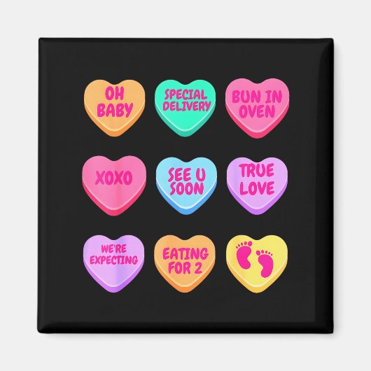 Pregnancy Announcement Hearts Candy Valentines Bab マグネット (正面)