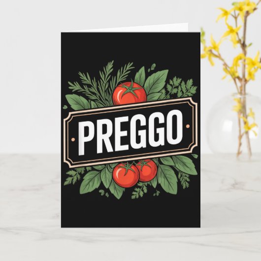 Pregnancy Announcement Prego Pasta Sauce Funny Pre カード (黄色い花)