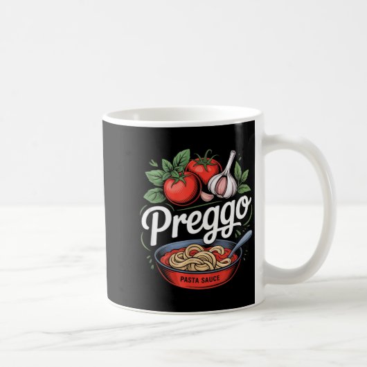 Pregnancy Announcement Prego Pasta Sauce Funny Pre コーヒーマグカップ (右)