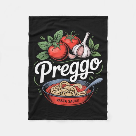 Pregnancy Announcement Prego Pasta Sauce Funny Pre フリースブランケット (正面)
