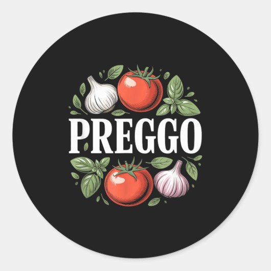 Pregnancy Announcement Prego Pasta Sauce Funny Pre ラウンドシール (正面)