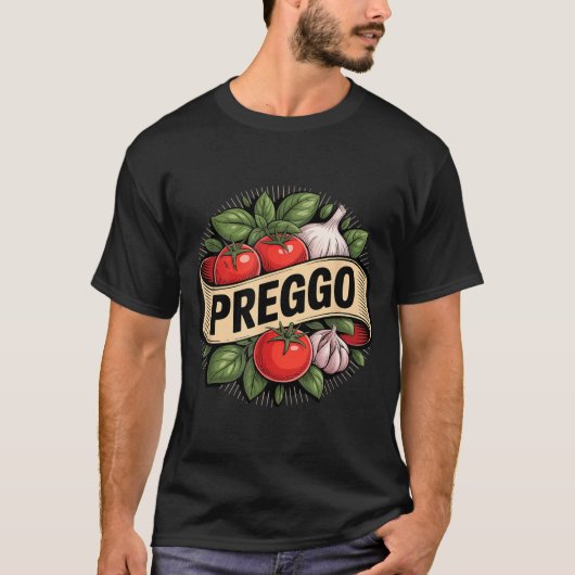 Pregnancy Announcement Prego Pasta Sauce Funny Pre Tシャツ (正面)