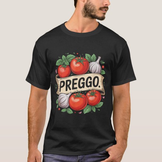 Pregnancy Announcement Prego Pasta Sauce Funny Pre Tシャツ (正面)