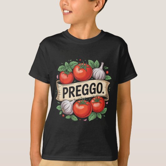 Pregnancy Announcement Prego Pasta Sauce Funny Pre Tシャツ (正面)