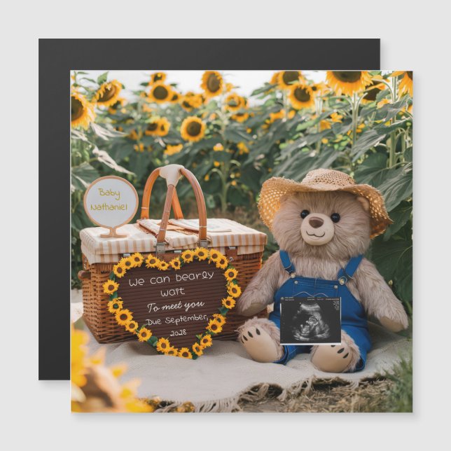 Pregnancy Announcement Sunflower Teddy bear gift (正面/裏面)